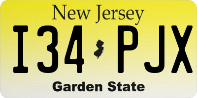 NJ license plate I34PJX