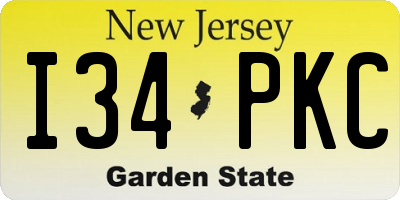NJ license plate I34PKC