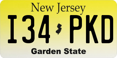 NJ license plate I34PKD