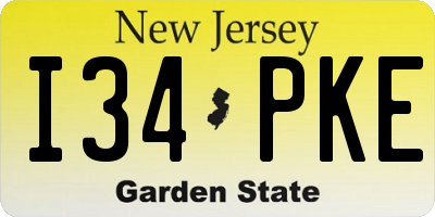 NJ license plate I34PKE