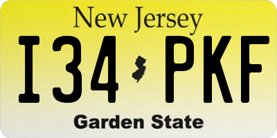 NJ license plate I34PKF