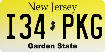 NJ license plate I34PKG