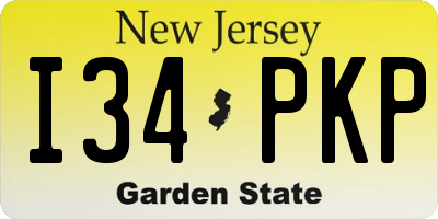 NJ license plate I34PKP