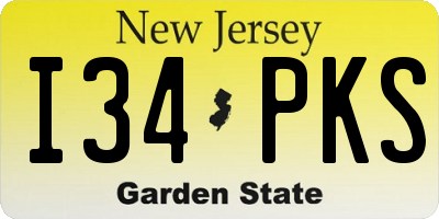 NJ license plate I34PKS