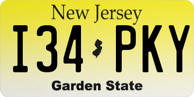 NJ license plate I34PKY
