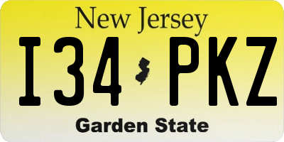 NJ license plate I34PKZ