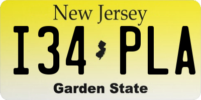 NJ license plate I34PLA