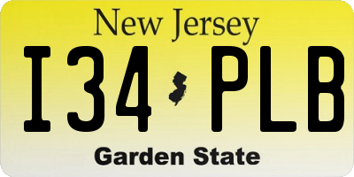 NJ license plate I34PLB