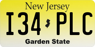 NJ license plate I34PLC