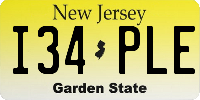 NJ license plate I34PLE