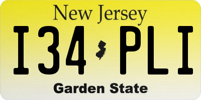 NJ license plate I34PLI
