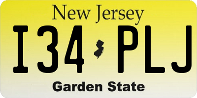 NJ license plate I34PLJ
