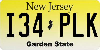 NJ license plate I34PLK