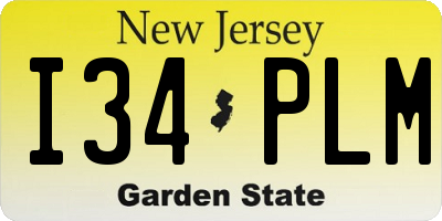NJ license plate I34PLM