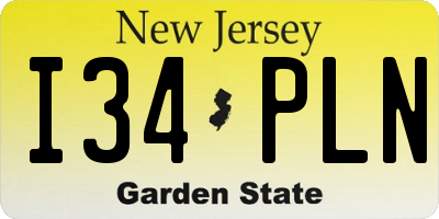 NJ license plate I34PLN
