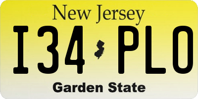 NJ license plate I34PLO