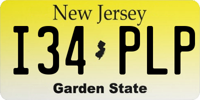 NJ license plate I34PLP