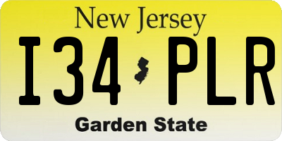 NJ license plate I34PLR