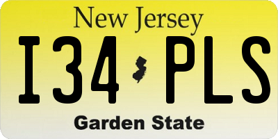 NJ license plate I34PLS