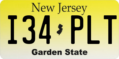 NJ license plate I34PLT