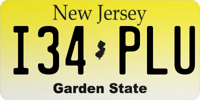 NJ license plate I34PLU