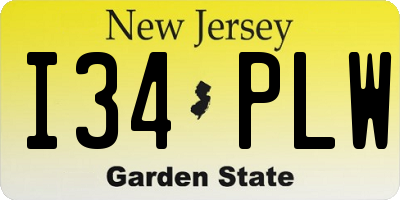 NJ license plate I34PLW