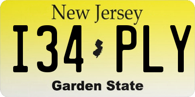 NJ license plate I34PLY