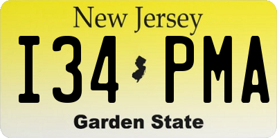 NJ license plate I34PMA