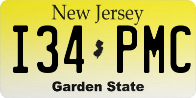NJ license plate I34PMC