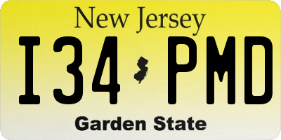 NJ license plate I34PMD
