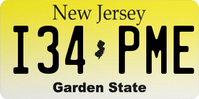 NJ license plate I34PME