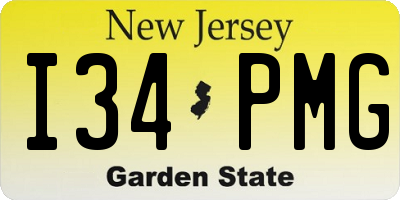 NJ license plate I34PMG