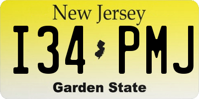NJ license plate I34PMJ
