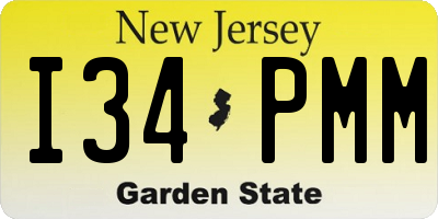 NJ license plate I34PMM