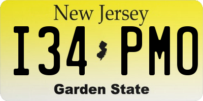 NJ license plate I34PMO