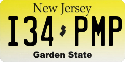 NJ license plate I34PMP