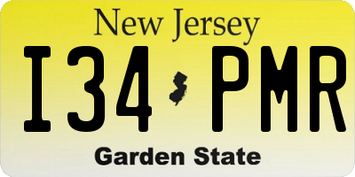 NJ license plate I34PMR
