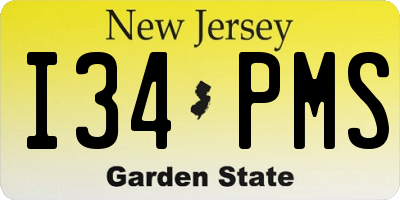 NJ license plate I34PMS