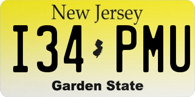 NJ license plate I34PMU