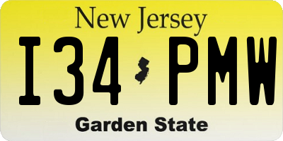 NJ license plate I34PMW