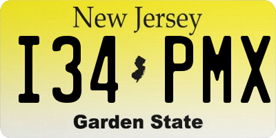 NJ license plate I34PMX