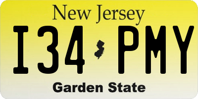 NJ license plate I34PMY