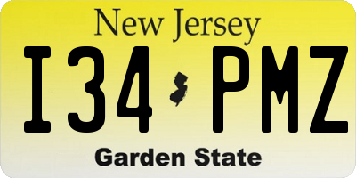 NJ license plate I34PMZ
