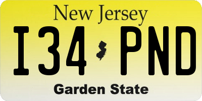 NJ license plate I34PND