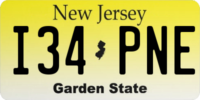 NJ license plate I34PNE