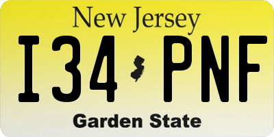 NJ license plate I34PNF
