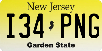 NJ license plate I34PNG