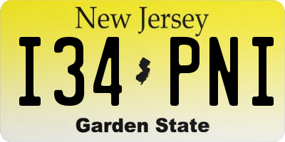 NJ license plate I34PNI