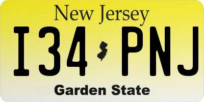 NJ license plate I34PNJ