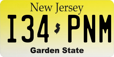 NJ license plate I34PNM